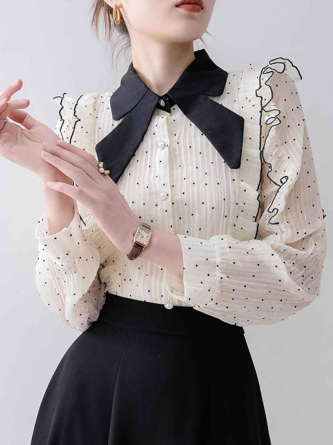 Camicia in Tulle con Pois | Fiocco Elegante | Raffinata & Femminile