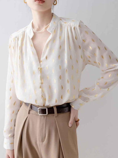 Blusa in Chiffon con Dettagli Dorati | Elegante & Versatile | Stile Sofisticato