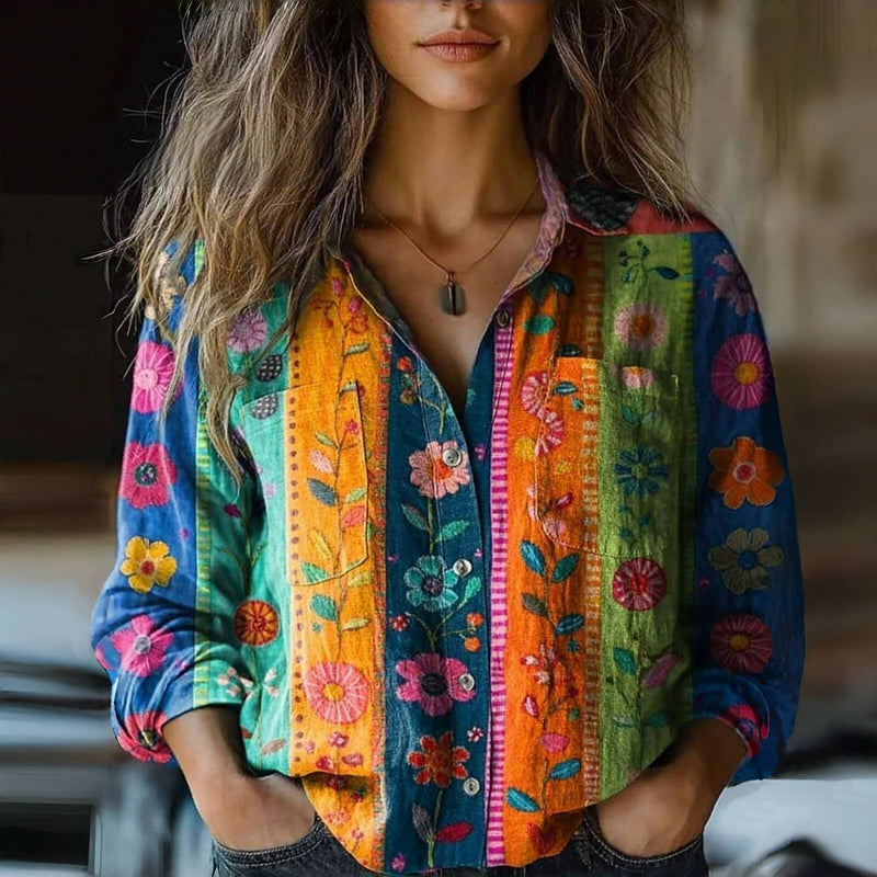 Camicia Boho Floreale | Stampa Etnica | Colorata & Comoda