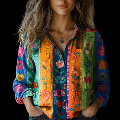 Camicia Boho Floreale | Stampa Etnica | Colorata & Comoda