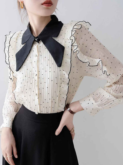 Camicia in Tulle con Pois | Fiocco Elegante | Raffinata & Femminile