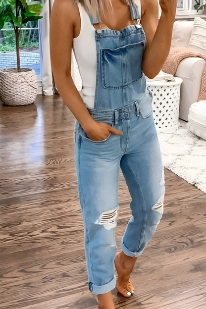 Salopette in Denim | Casual e Trendy | Dettagli Strappati