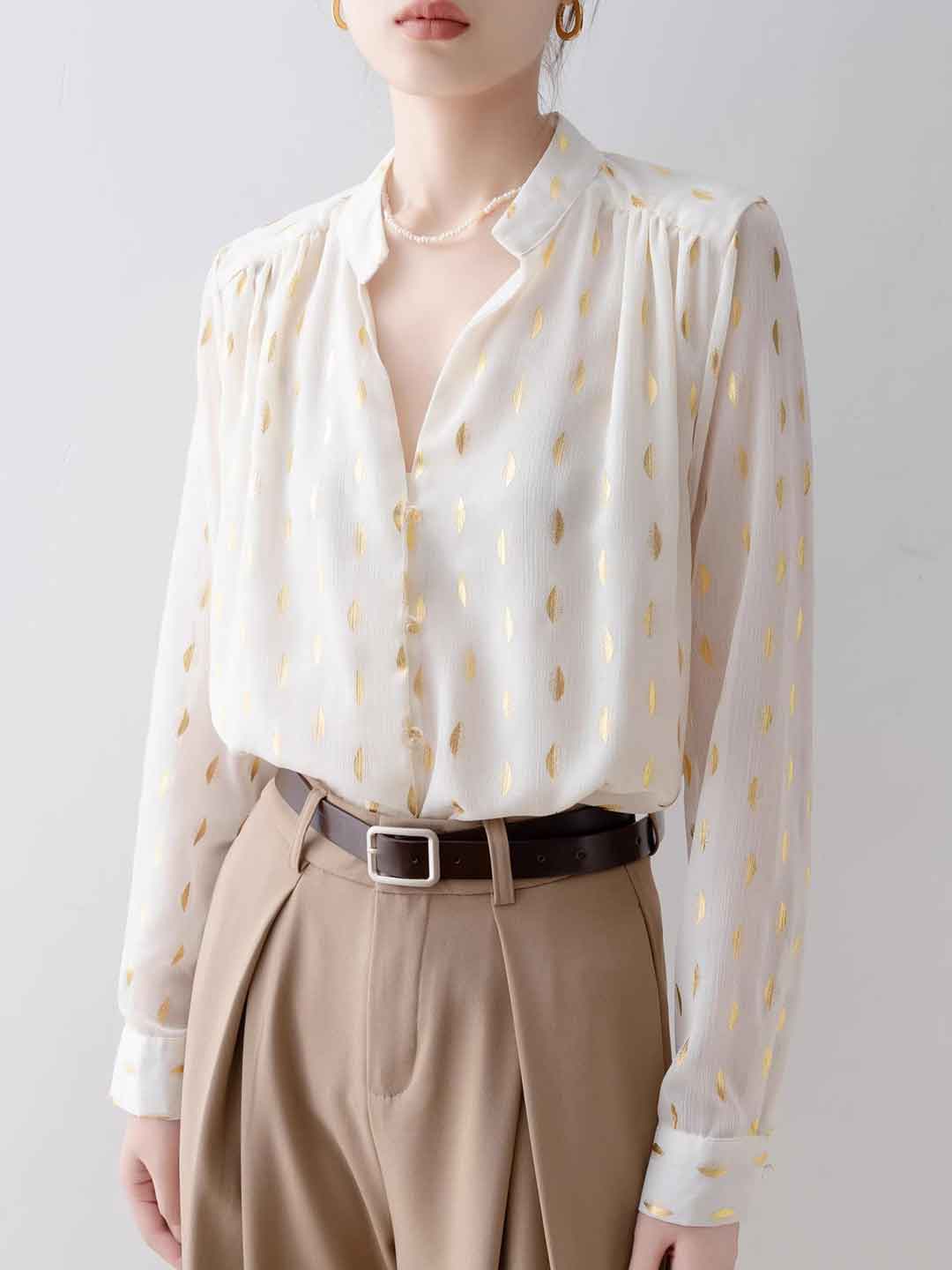 Camicia in Chiffon | Scollo a V | Eleganza e Stile