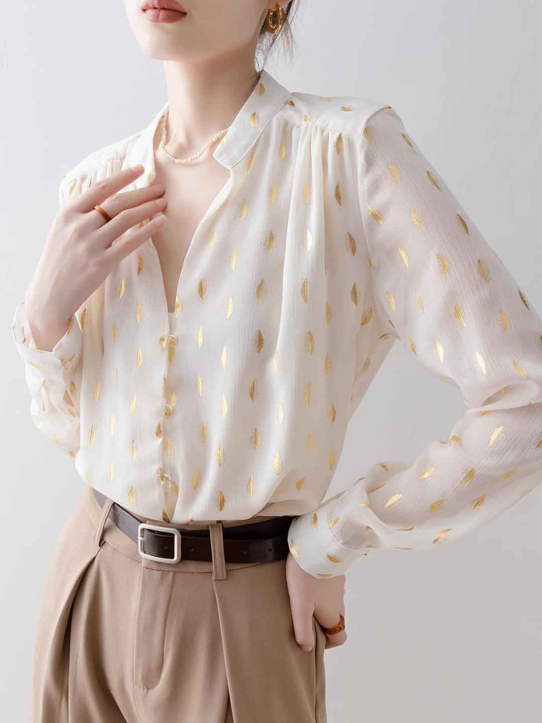 Camicia in Chiffon | Scollo a V | Eleganza e Stile