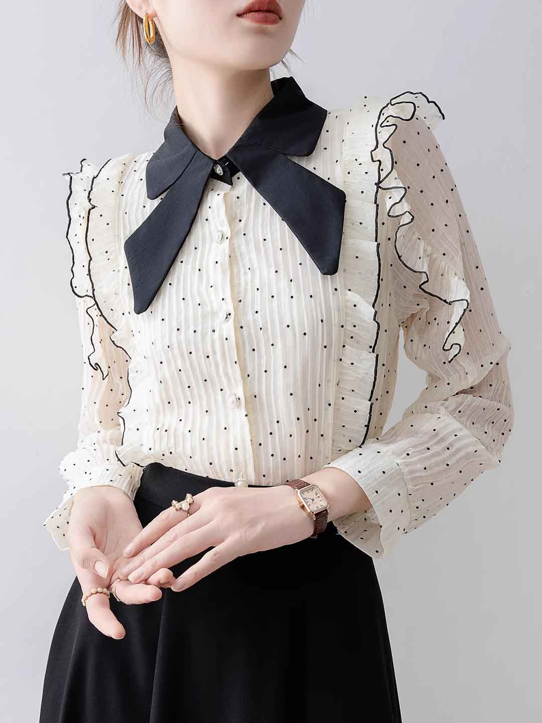 Camicia in Tulle con Pois | Fiocco Elegante | Raffinata & Femminile