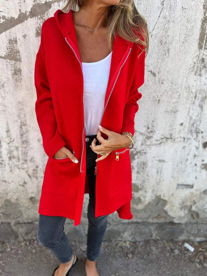 Cappotto Lungo con Zip | Comodo & Versatile | Perfetto per le Mezze Stagioni