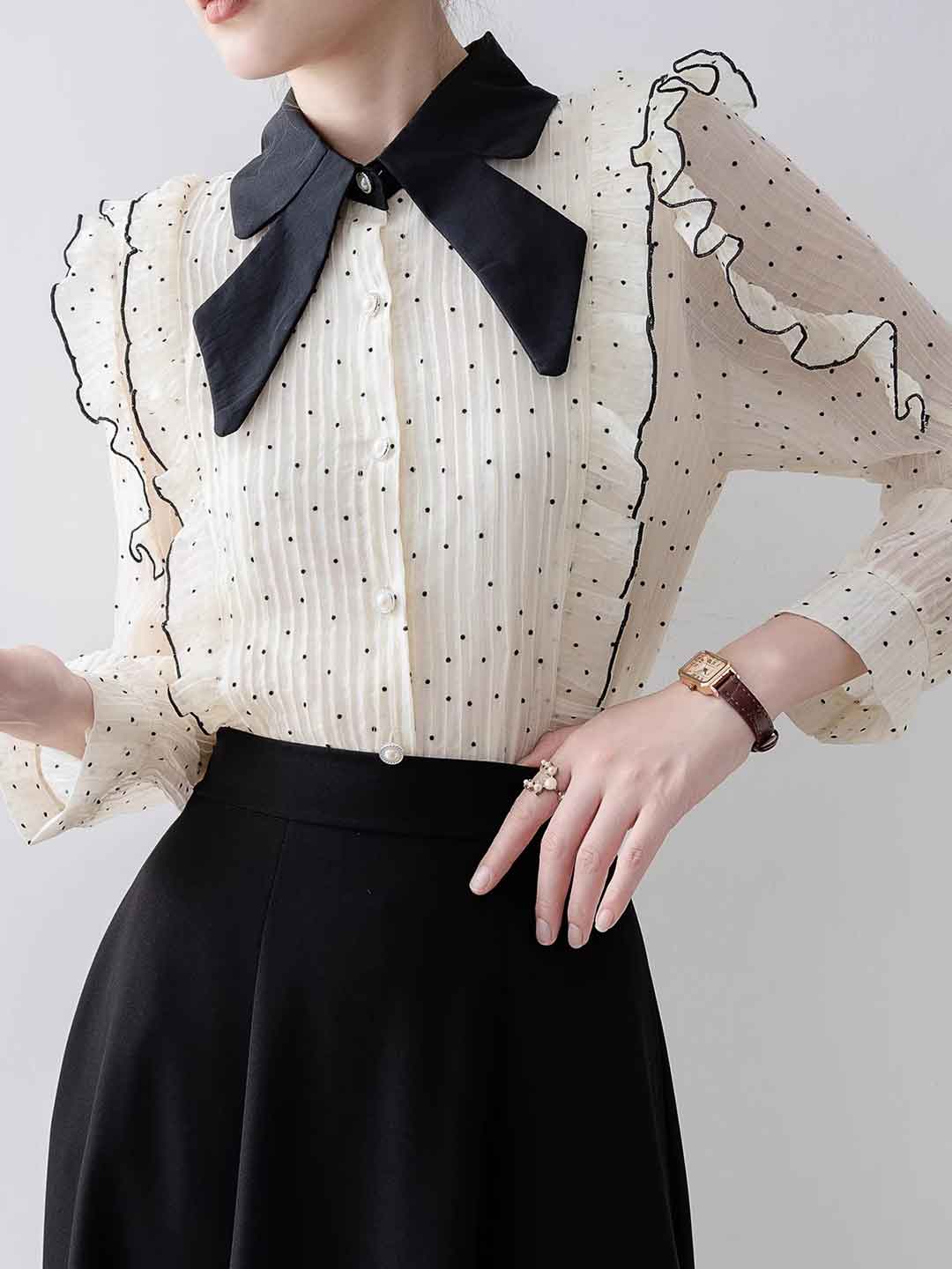 Camicia in Tulle con Pois | Fiocco Elegante | Raffinata & Femminile