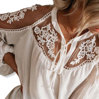 Blusa Boho | Dettagli in Pizzo | Spalle Scoperte