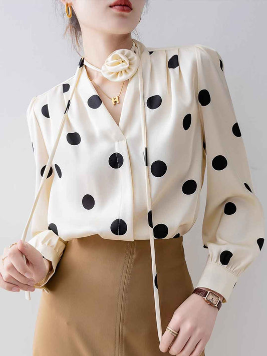 Blusa a Pois con Fiocco | Elegante & Retrò | Stile Sofisticato