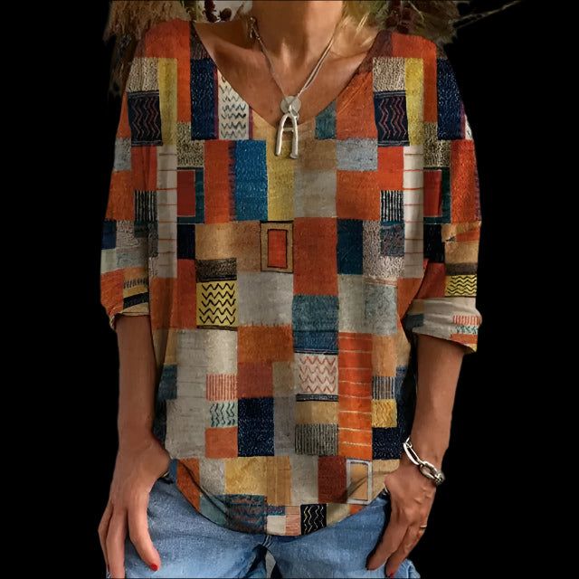 Blusa Patchwork | Maniche Lunghe | Casual & Boho