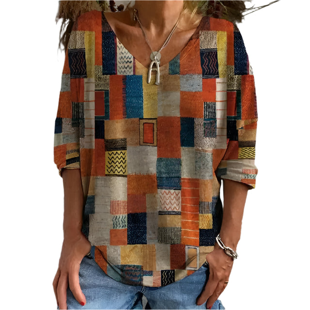 Blusa Patchwork | Maniche Lunghe | Casual & Boho