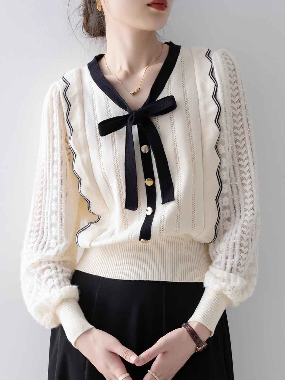 Cardigan con Fiocco | Morbido & Elegante | Stile Femminile