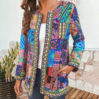 Giacca Boho Donna | Stampa Patchwork | Colorata & Versatile