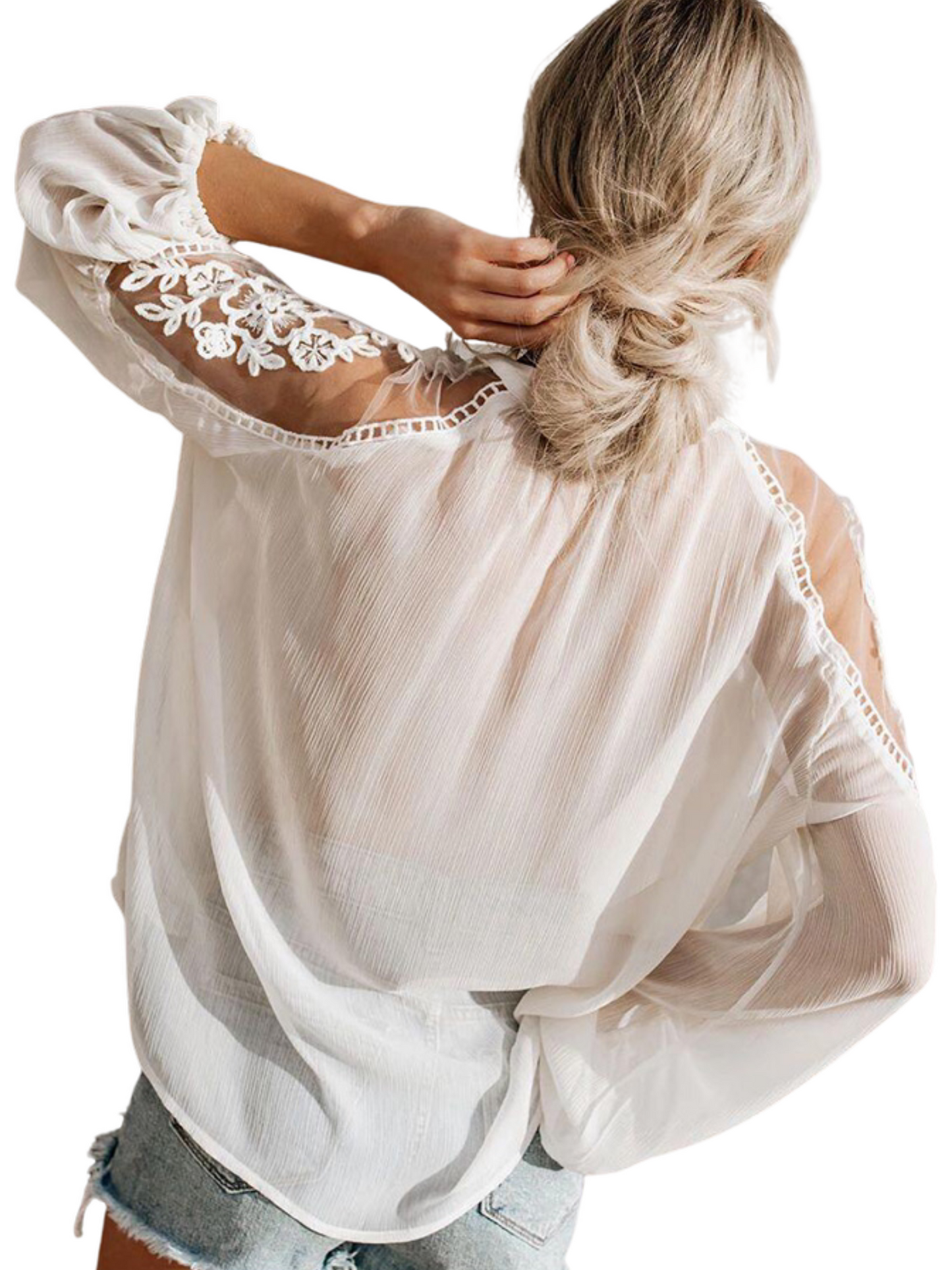 Blusa Boho | Dettagli in Pizzo | Spalle Scoperte