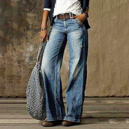 Jeans a Gamba Larga | Vita Alta | Stile Vintage