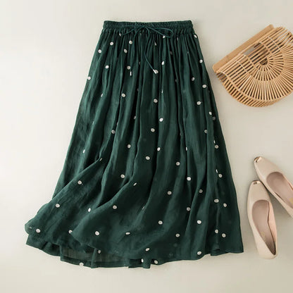 Gonna Midi Plissettata con Pois Ricamati | Elegante & Versatile