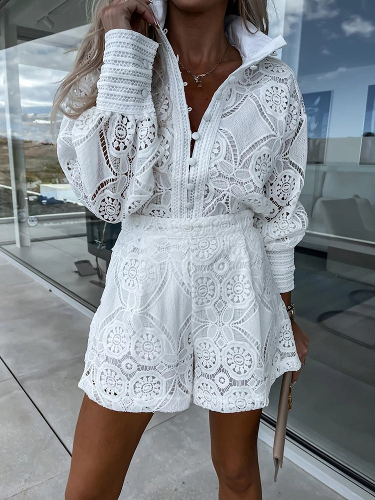 Playsuit in Pizzo | Elegante e Fresco | Maniche Lunghe