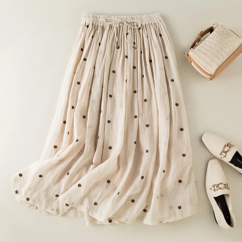 Gonna Midi Plissettata con Pois Ricamati | Elegante & Versatile