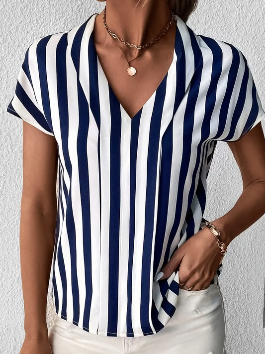 Blusa a Righe | Scollo a V | Leggera e Versatile