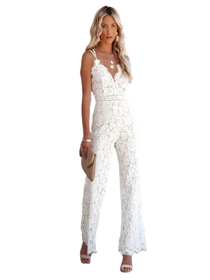 Jumpsuit in Pizzo con Scollo a V | Elegante & Sofisticato