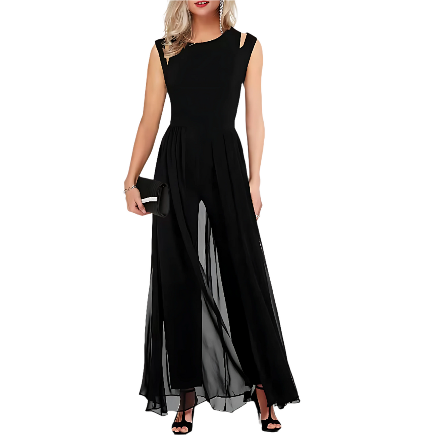 Jumpsuit Lungo con Dettagli in Chiffon | Elegante & Raffinato