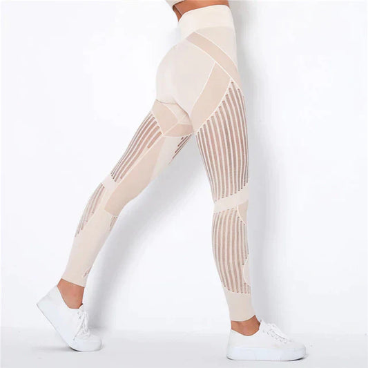 Leggings Sportivi | A Compressione e Traspiranti | Dettagli in Mesh