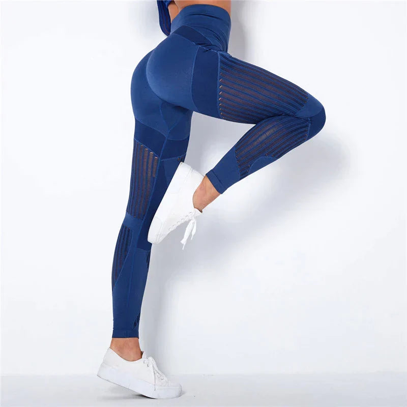 Leggings Sportivi | A Compressione e Traspiranti | Dettagli in Mesh