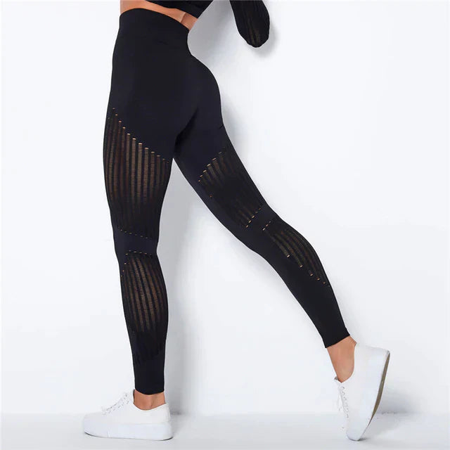 Leggings Sportivi | A Compressione e Traspiranti | Dettagli in Mesh