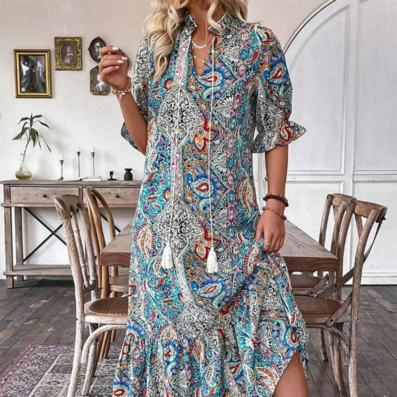 Maxi Dress Boho | Stampa Paisley | Leggero e Chic