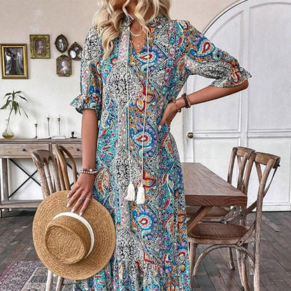 Maxi Dress Boho | Stampa Paisley | Leggero e Chic