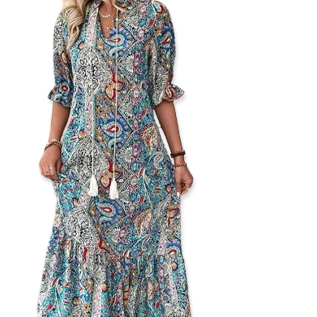 Maxi Dress Boho | Stampa Paisley | Leggero e Chic